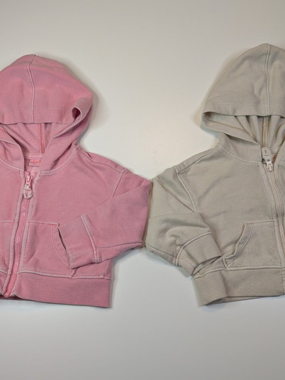 Cat & Jack Baby Girl Hoodie Bundle Pink Beige Zip Up 12M